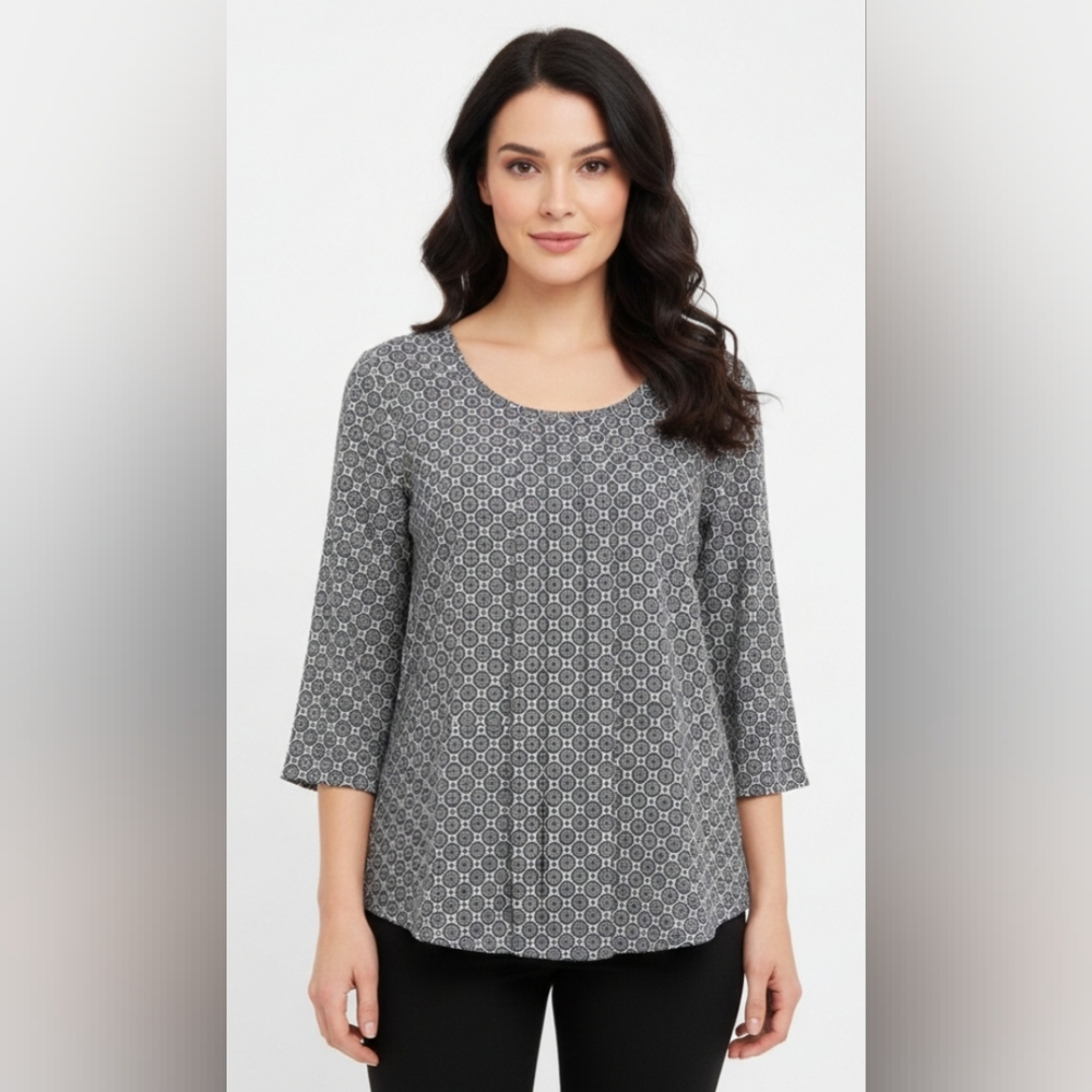 NWOT Preswick & Moore Black and White Geometric Blouse 2X